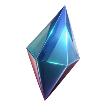 vibrant contemporary A single, floating, glowing crystal shard with sharp edges original png