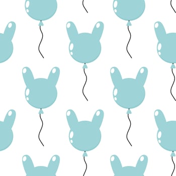 Creative pattern featuring blue bunny-shaped balloons on white background vector