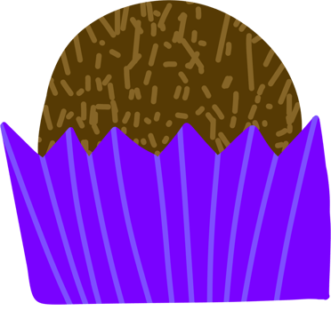 A chocolate cupcake with purple icing png