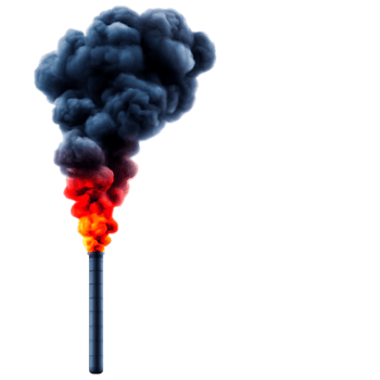 Black Smoke Emanating from Factory Chimney Against Clear Blue Sky png