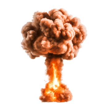 Large Explosive Cloud of Smoke and Fire Rising from a Ground Explosion png