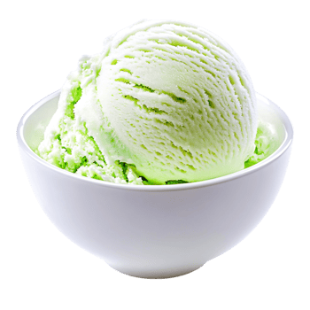 Creamy Mint Ice Cream Scoop in a White Bowl Clean Background png