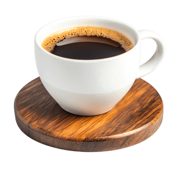 Freshly Brewed Coffee in a White Mug on Wooden Surface for Morning Enjoyment png