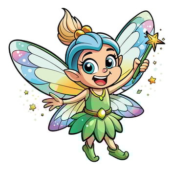 Happy fairy with wings and wand vector