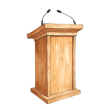 Wooden Lectern with Microphones Illustration png