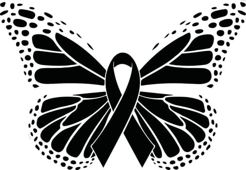 Butterfly Ribbon butterfly SVG Symbol of Strength And Hope. vector