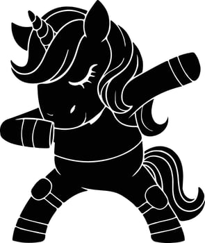 Dabbing Unicorn Silhouette Pose Clipart. vector
