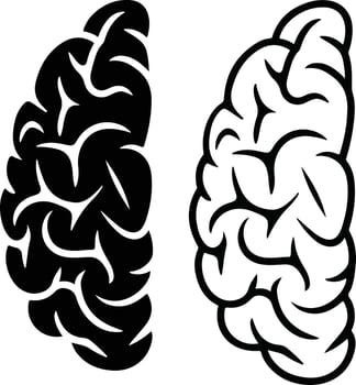 Black And White Brain Icon Set Clipart. vector