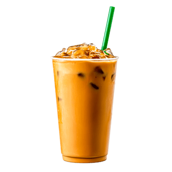 Refreshing Iced Coffee Beverage with Straw in Plastic Cup Filled with Ice png