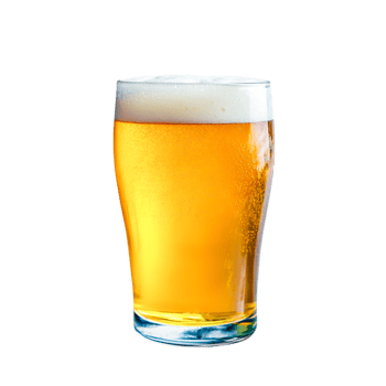 Refreshing Golden Beer in Clear Glass on png