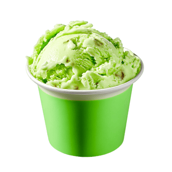 Fresh Mint Ice Cream in Green Cup with Spoon Ready for Enjoyment png