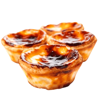 Delicious Dessert Tarts with Creamy Filling and Caramelized Sugar Top png