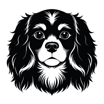 Cavalier King Charles Spaniel dog Front view of head silhouette illustration White Background vector