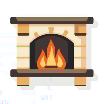 Cozy Fireplace With Glowing Orange Flames vector