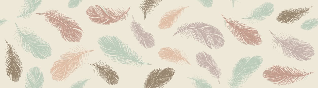 Feathers pattern, Hand drawn sketch style vector