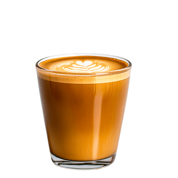 Warm Coffee with Beautiful Latte Art in a Clear Glass Cup png