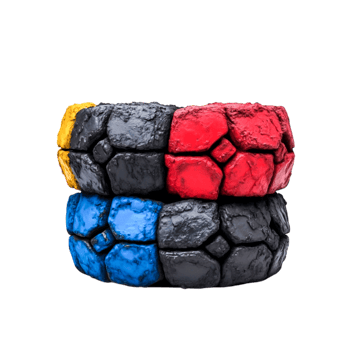Colorful rubber tires stacked on , showcasing design and texture png