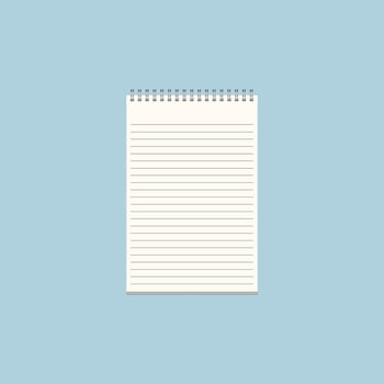 White realistic notebook with shadows with blue background vector