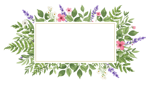 A frame with flowers and leaves on it png