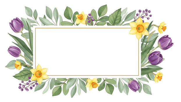 A square frame with flowers and leaves png