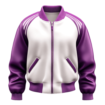 Purple and white College Jacket, Varsity Coat isolated on transparent background png