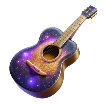 dramatic traditional Acoustic Guitar Front View Isolated premium png