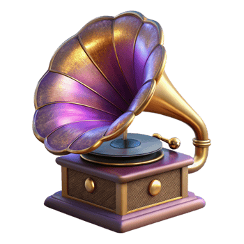 impressive creative Antique Gramophone with Horn Speaker Isolated professional png