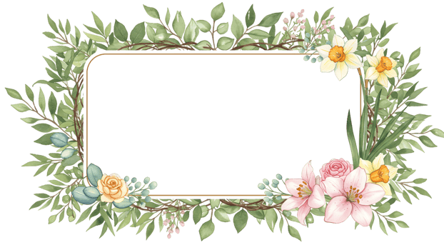 A frame with flowers and leaves png