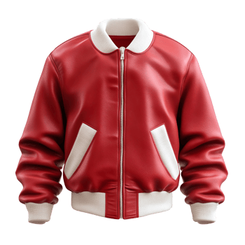 Red and white College Jacket, Varsity Coat isolated on transparent background png