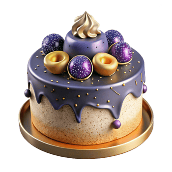 magnificent artistic Birthday Cake with Fruit Topping Isolated on Transparent Background exclusive png