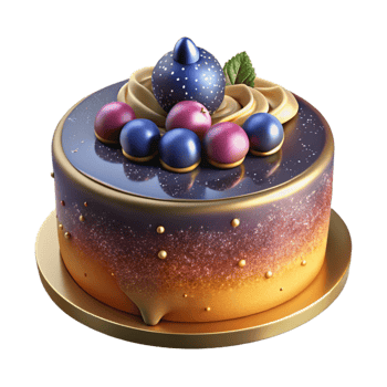 dramatic minimalist Birthday Cake with Fruit Topping Isolated on Transparent Background exclusive png