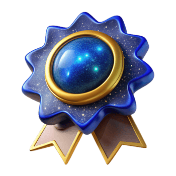 dramatic rustic Blue Award Ribbon with Gold Border Isolated high resolution png