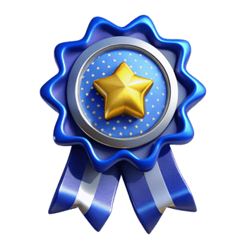 serene classic Blue Award Ribbon with Gold Border Isolated genuine png