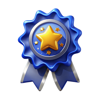 extraordinary minimalist Blue Award Ribbon with Gold Border Isolated detailed png