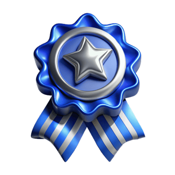 impressive creative Blue Award Ribbon with Gold Border Isolated original png