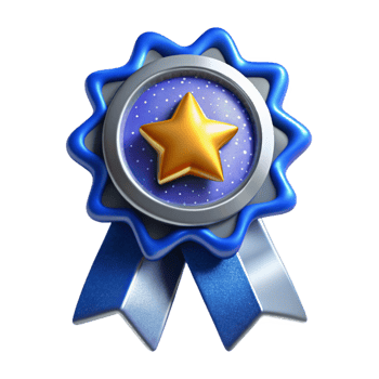 vibrant contemporary Blue Award Ribbon with Gold Border Isolated premium png