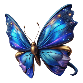beautiful modern Blue Butterfly in Flight Isolated Element genuine png