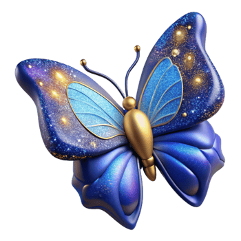 dramatic creative Blue Butterfly Side View Isolated authentic png