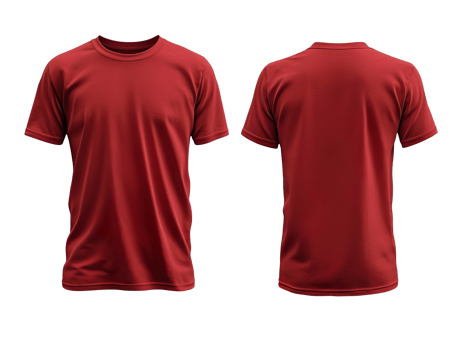Red men's classic t-shirt front and back isolated on transparent background png