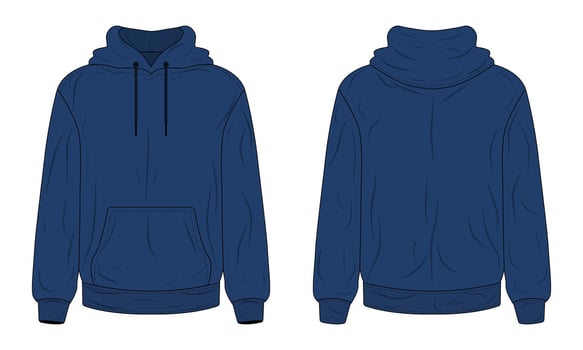 Navy blue hoodie sweater mockup front and back view vector
