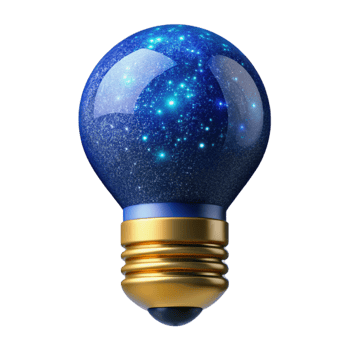 beautiful creative Blue Light Bulb Front View Isolated premium png