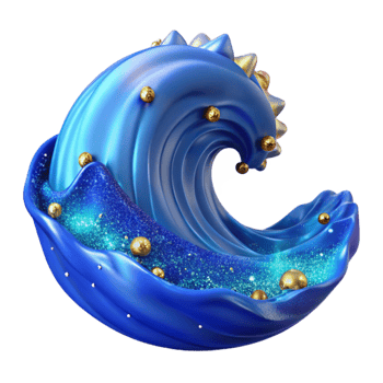 vibrant artistic Blue Ocean Wave Crashing Transparent Background high quality png