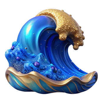 extraordinary minimalist Blue Ocean Wave Crashing Transparent Background png