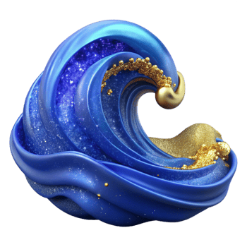 vibrant artistic Blue Ocean Wave Rolling Isolated authentic png