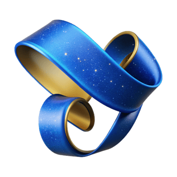 serene minimalist Blue Ribbon Curled with Shadow Isolated high resolution png