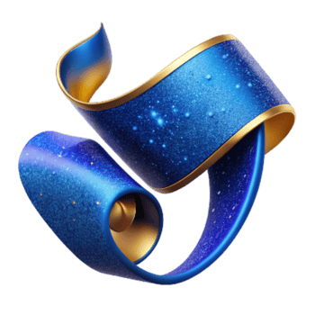 serene vintage Blue Ribbon Side View Cutout with Curl high quality png