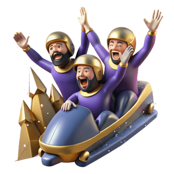 vibrant minimalist Bobsled Team Celebrating Victory Isolated Element with Joyful Expressions high quality png
