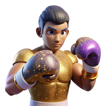 vibrant creative Boxer Throwing Punch Front View Isolated premium png