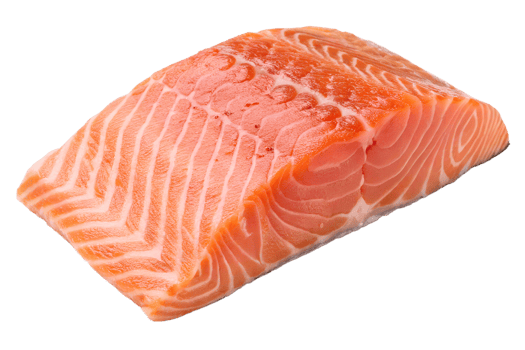 Fresh atlantic salmon fillet isolated on transparent background. Healthy seafood png