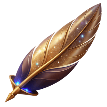 dramatic creative Brown Feather Quill Angled View Cutout high resolution png